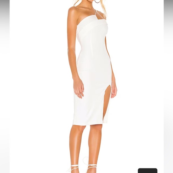 Revolve Superdown Jillian Asymmetric One Shoulder Midi Dress White - Picture 3 of 5